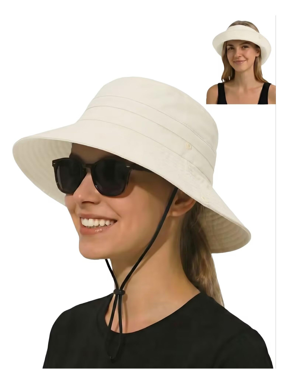 Sun Bucket Hats for Women UV Protection, Summer | Dark Beige Dark Beige | Size L